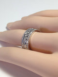 5Ct Princess Round Cut Diamond 3 Row Eternity Wedding Band 14K White Gold Finish