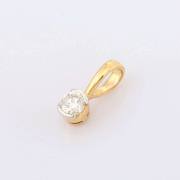 0.5ct Diamond Pendant Round Cut Petite Solitaire 14k Yellow Gold Finish NO CHAIN