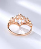 1ct Pear Cut Peach Morganite Milgrain Princess Crown Ring 14k Rose Gold Finish