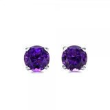 1ct Round Cut Purple Amethyst Push Back Women Stud Earrings 14k WhiteGold Finish