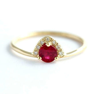 1.2ct Round Cut Pink Ruby Engagement Ring 14k Yellow Gold Finish Queen Crown