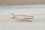 1.3ct Cushion Cut Peach Morganite Engagement Ring Hidden Halo 14k Rose Gold Over