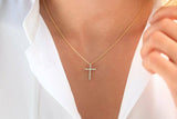 1.2ct Baguette Cut Diamond Holy Cross Pendant with Chain 14k Yellow Gold Finish