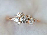 1.8ct Engagement Ring Round Cut Diamond Cluster Design 14k Yellow Gold Finish