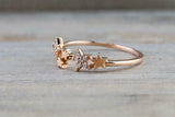 1ct Round Cut Diamond Engagement Ring Multi Star Design 14k Rose Gold Finish