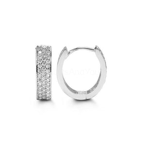 0.75ct Round Cut Moissanite Cluster Hoop Huggies Earrings 14k White Gold Plated