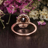 2.5ct Oval Cut Morganite Halo Flower Diamond Engagement Ring 14k Rose Gold Over