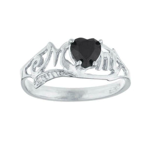 1ct Engagement Ring Heart Cut Black Diamond Mom Mothers Day 14k White Gold Over