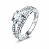 2.5ct Round Cut Diamond Engagement Ring Accents Split Band 14k White Gold Finish