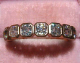 Bezel Set Half Eternity Wedding Band 2ct Asscher Cut Diamond 14k RoseGold Finish