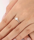 1ct Oval Cut Diamond Engagement Ring Minimalist Trilogy 14k White Gold Finish