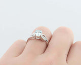 2ct Oval Blue Aquamarine Engagement Ring Leaf Accent Design 14k White Gold Over