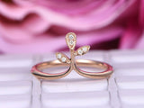 0.5ct Round Cut Diamond Engagement Ring Floral Leaf Design 14k Rose Gold Finish