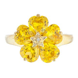 5ct Engagement Ring Heart Cut Yellow Citrine Floral Women 14k Yellow Gold Finish