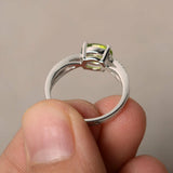 1.2ct Oval Cut Green Peridot Engagement Ring 14k White Gold Finish Split Shank