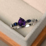 1ct Engagement Ring Heart Cut Amethyst Solitaire with Accent 14k White Gold Over