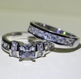 4ct Princess Diamond Engagement Ring 14k White Gold Finish Solitaire Bridal Set