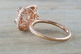 2ct Cushion Cut Peach Morganite Double Halo Engagement Ring 18k Rose Gold Finish