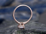 1.3Ct Cushion Cut Peach Morganite Minimalist Engagement Ring 14K Rose Gold Over