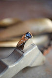 1ct Pear Cut Blue Sapphire Engagement Ring Floral Petal Leaf 14k YellowGold Over