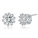 2ct Round Cut VVS1D Diamond Crown Solitaire Stud Earrings 14k White Gold Finish