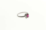 0.25ct Oval Cut Pink Ruby Engagement Ring Art Deco Design 14k White Gold Finish