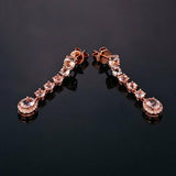 3ct Oval Cut Champagne Morganite Straight Drop Earring Women 14k RoseGold Finish