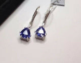 1.5ct Trillion Cut Blue Tanzanite Solitaire Drop Earrings 14k White Gold Finish