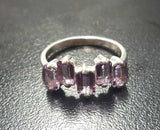 2.4ct Engagement Ring Emerald Cut Amethyst Geometric Bar 14k White Gold Finish