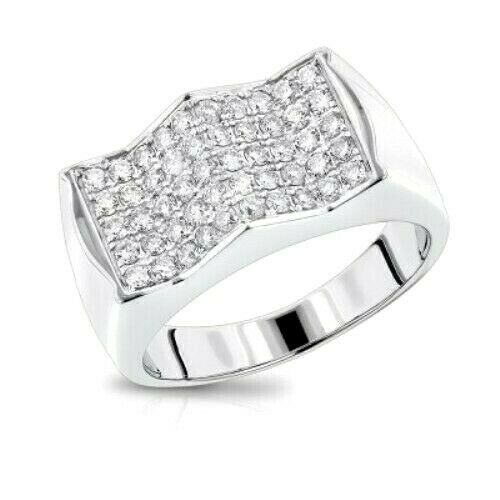 5Ct Round Cut Diamond Row Dune Cluster Men Engagement Ring 14K White Gold Finish