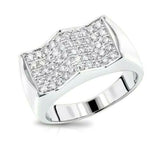 5Ct Round Cut Diamond Row Dune Cluster Men Engagement Ring 14K White Gold Finish