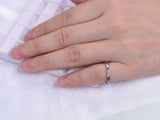 1ct Marquise Cut Purple Amethyst Wedding Band Half Eternity 14k White Gold Over