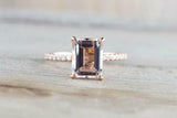 1.5ct Emerald Cut Peach Morganite Engagement Ring 14k Rose Gold Finish Solitaire