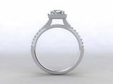 2ct Emerald Cut Diamond Round Accent Halo Engagement Ring 14k White Gold Finish