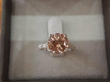 1.5ct Round Cut Peach Morganite Solitaire Engagement Ring 14k White Gold Finish