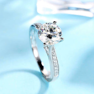 1.9ct Round Diamond Engagement Ring Solitaire with Accents 14k White Gold Finish