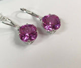 2ct Dangle Earrings Cushion Pink Sapphire Solitaire LeverBack 14k WhiteGold Over