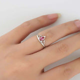 0.75ct Oval Cut Pink Ruby Engagement Ring Minimalist Crown 14k White Gold Finish