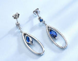 2.7ct Drop Earrings Marquise Cut Sapphire Cocktail Dangling 14k White Gold Over