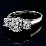 2.5Ct Round Cut VVS1D Diamond Three Stone Engagement Ring 18K White Gold Finish