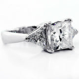 2ct Princess Trillion Cut Diamond Trilogy Engagement Ring 14k White Gold Finish