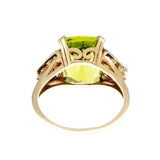 4ct Cushion Green Peridot Diamond Cocktail Engagement Ring 14k Yellow Gold Over