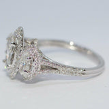 5Ct Marquise Cut VVS1 Diamond Halo Trilogy Engagement Ring 14K White Gold Finish