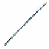 14ct Oval Cut Blue Sapphire Diamond Women Tennis Bracelet 14k White Gold Finish