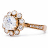 1.4ct Round Diamond Engagement Ring Solitaire with Accent Halo 14k RoseGold Over