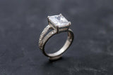 2ct Engagement Ring Radiant Cut Diamond Split Shank Design 14k White Gold Finish