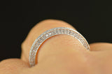 3Ct Round Cut DVVS1 Diamond Milgrain Iced Wedding Band 14K White Gold Finish