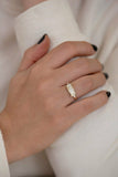 1.2ct Baguette Diamond Engagement Ring 14k Yellow Gold Finish Tapered Lineup Bar