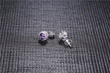 1.6ct Round Cut Purple Amethyst Crown Solitaire Stud Earrings 14k WhiteGold Over