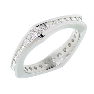 2ct Round Diamond Wedding Ring Band Eternity Channel Set 14k White Gold Finish